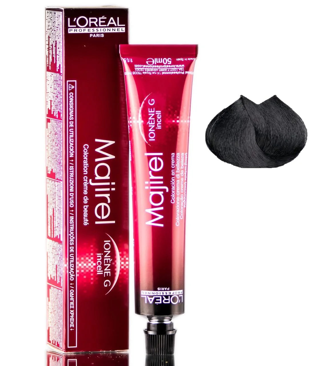 L'Oréal Professionnel Majirel Permanent Hair Color, 1.7 oz - 1 (1N)