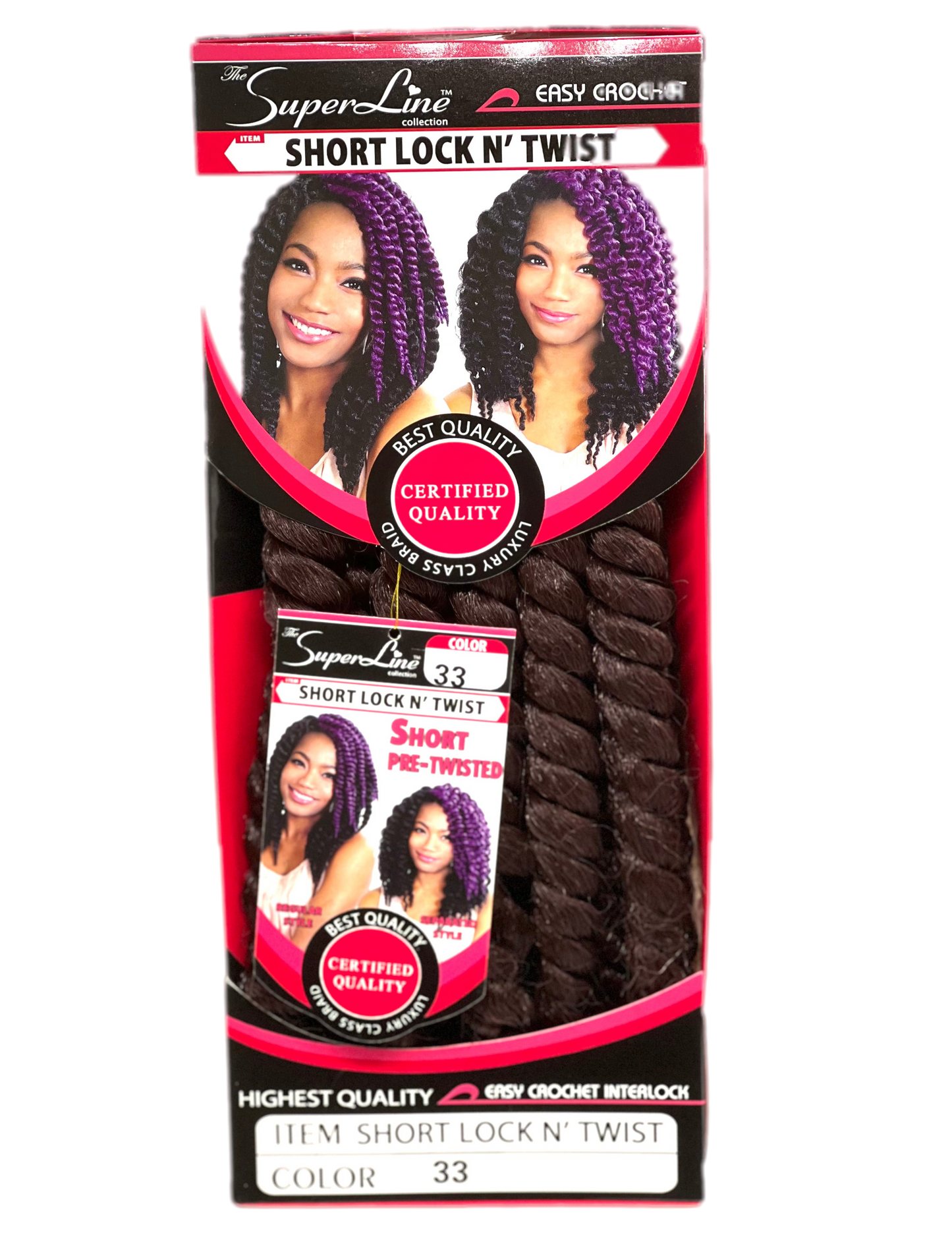 Superline Short Lock N' Twist Crochet Braiding Hair, Color 33