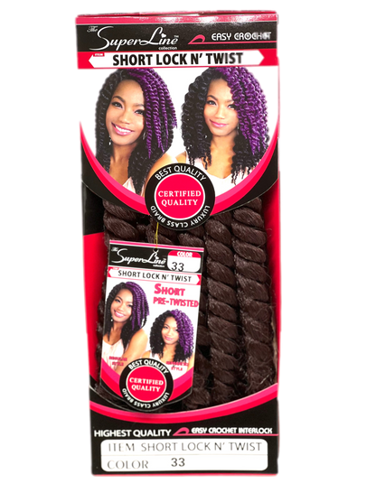 Superline Short Lock N' Twist Crochet Braiding Hair, Color 33