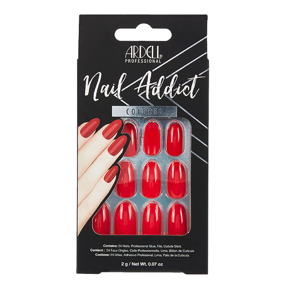 Ardell Nail Addict Premium Artificial Nail Set, Cherry Red