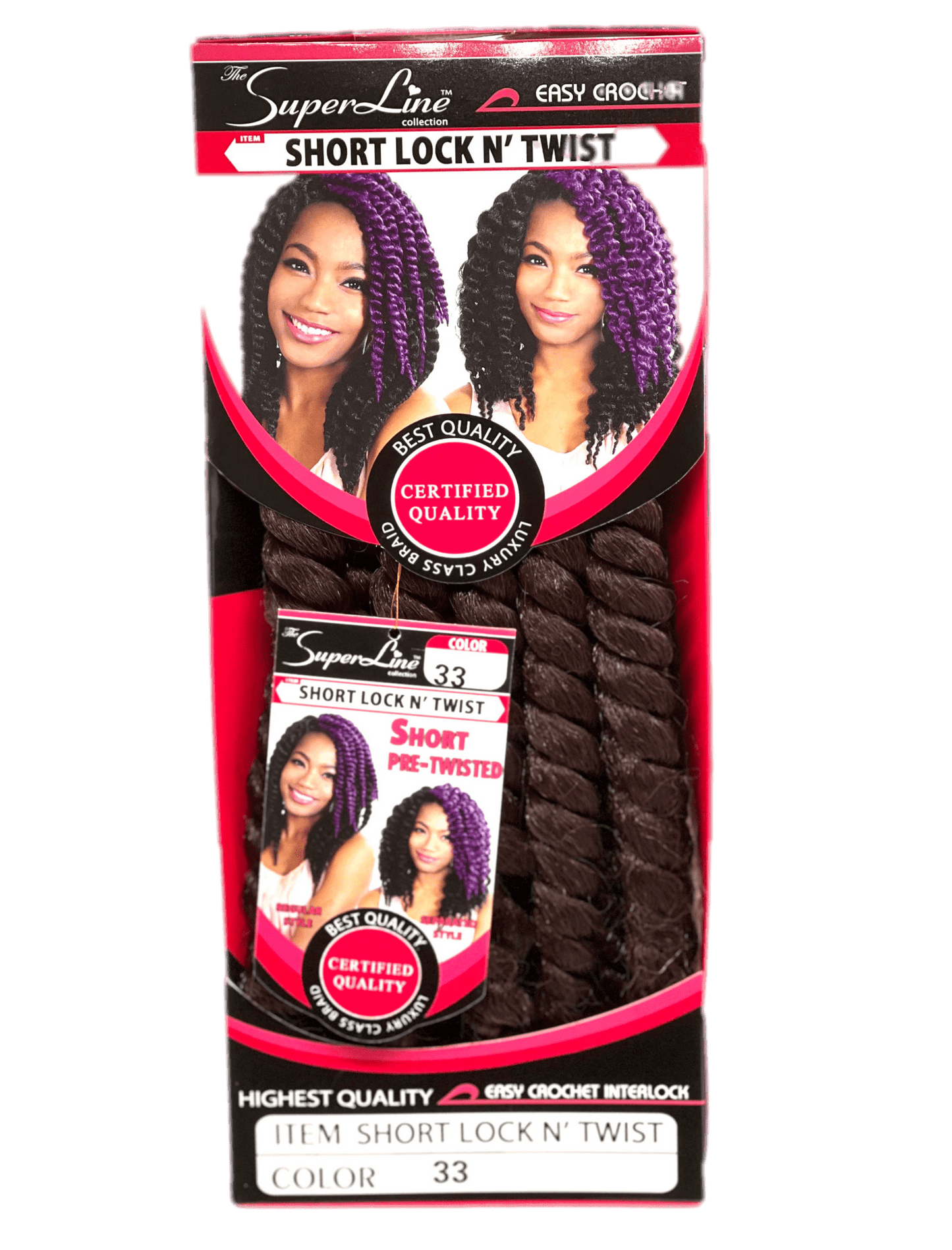 Superline Short Lock N' Twist Crochet Braiding Hair, Color 33