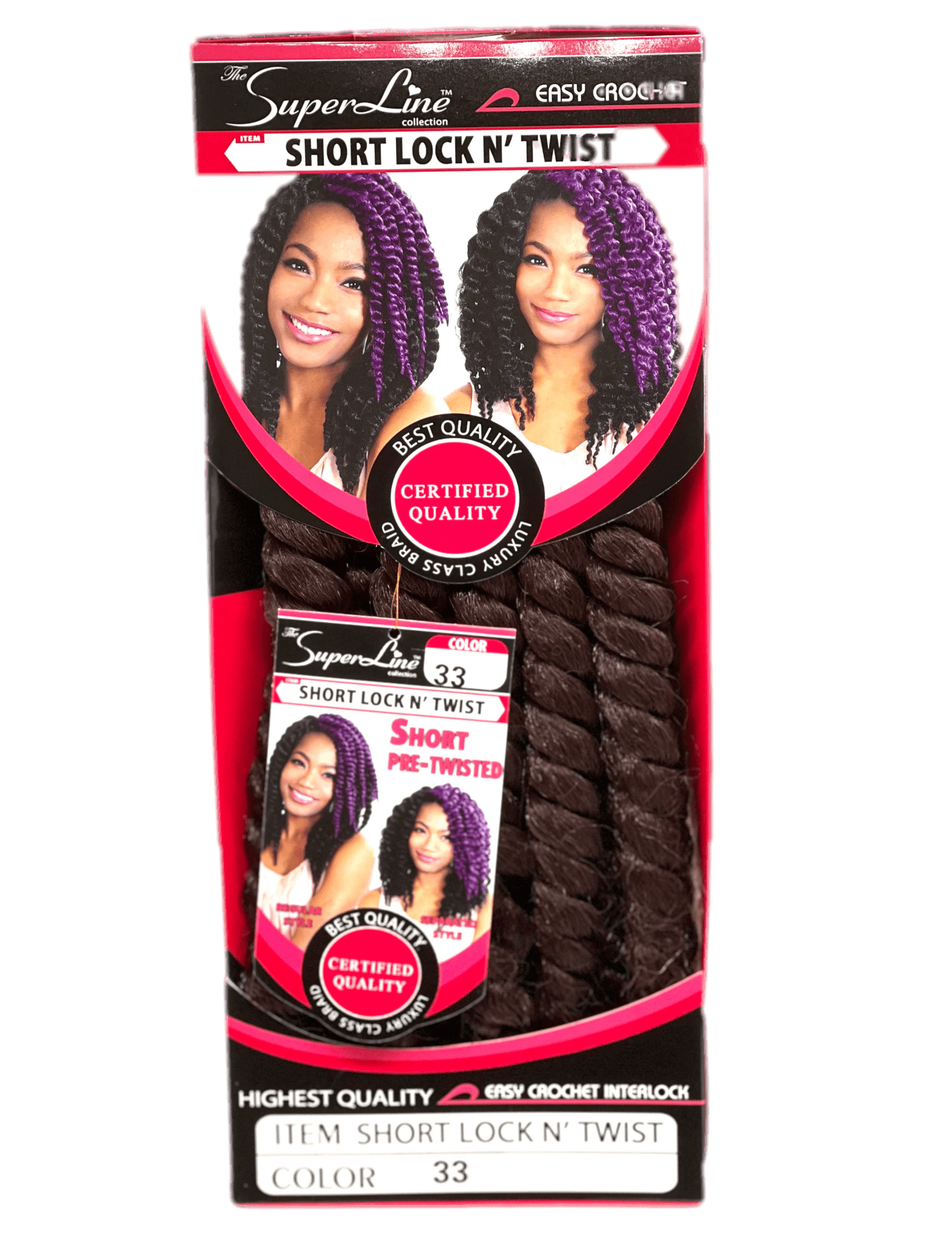 Superline Short Lock N' Twist Crochet Braiding Hair, Color 33