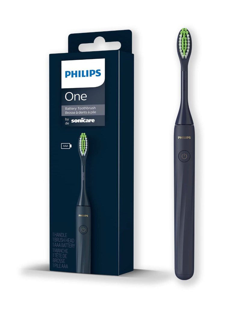 Philips One Electric Toothbrush by Sonicare Hy1100/54 - Micro Vibrations, Soft Bristles That Gently Polish and Whiten Teeths, 3 Month Battery Life, 2 Minute Timer and Quadpace Black - VIP Extensions