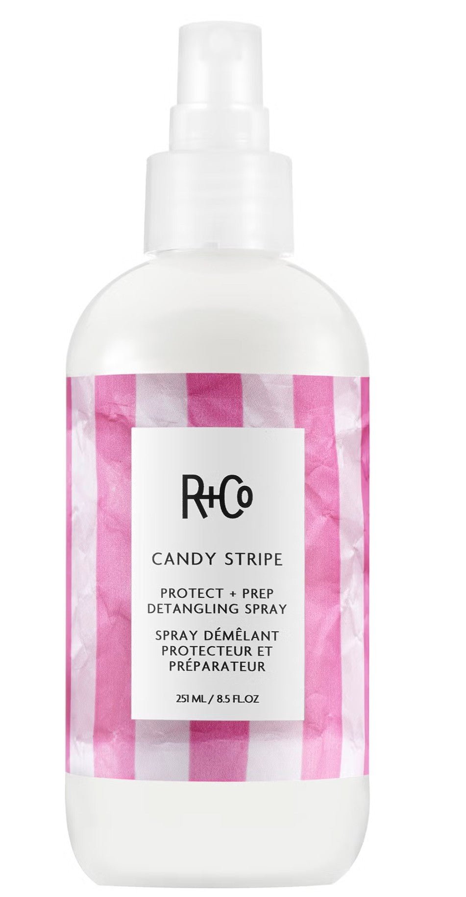 R and Co Candy Stripe Protect + Prep Detangling Spray 8.5 oz. - VIP Extensions