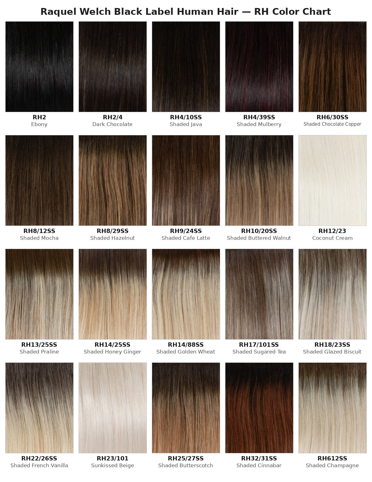 Raquel Welch Black Label RH color chart