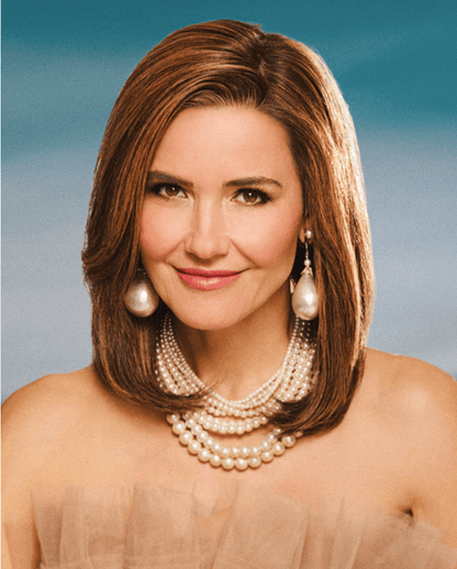 Raquel Welch Midnight in Paris Luxurious Mid - Length Layered Wig, Black Label Human Hair Collection by Hairuwear, Average Cap, Rh10/20SS Shaded Buttered Walnut - VIP Extensions