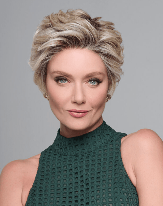 Raquel Welch on The Cover Short Pixie Cut Wig with Texture and Soft Waves, Average Cap Size, RL12/16 Honey Toast - VIP Extensions