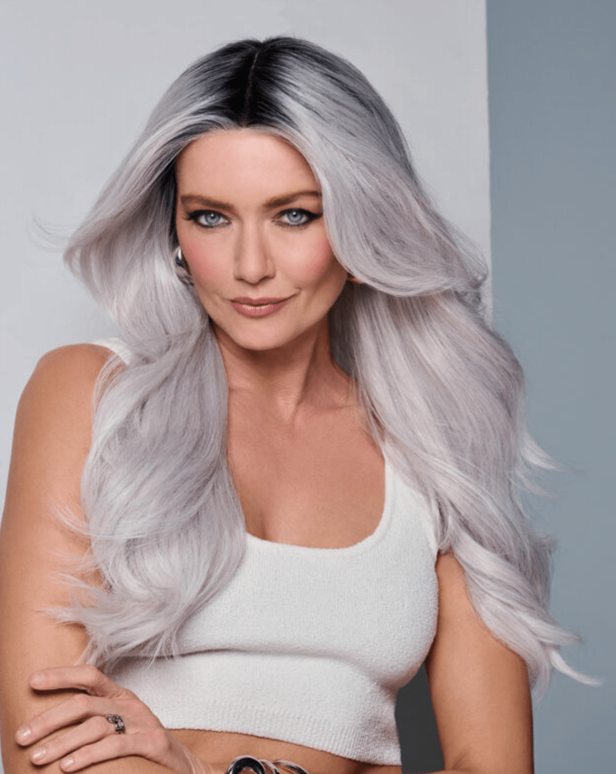 Raquel Welch Queue The Hue Long Cascading Waves Wig by Hairuwear, Average Cap - Gray Lavender - VIP Extensions