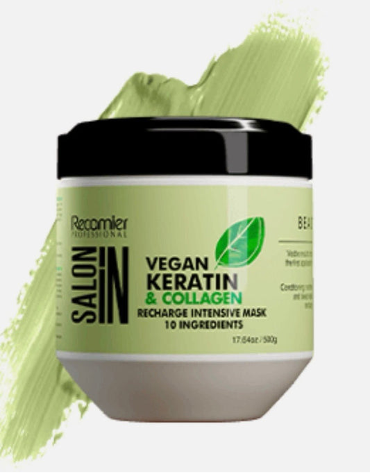 Recamier Professional Salon in Vegan Keratin & Collagen Hair Recharge Intensive Mask 17.6oz - VIP Extensions