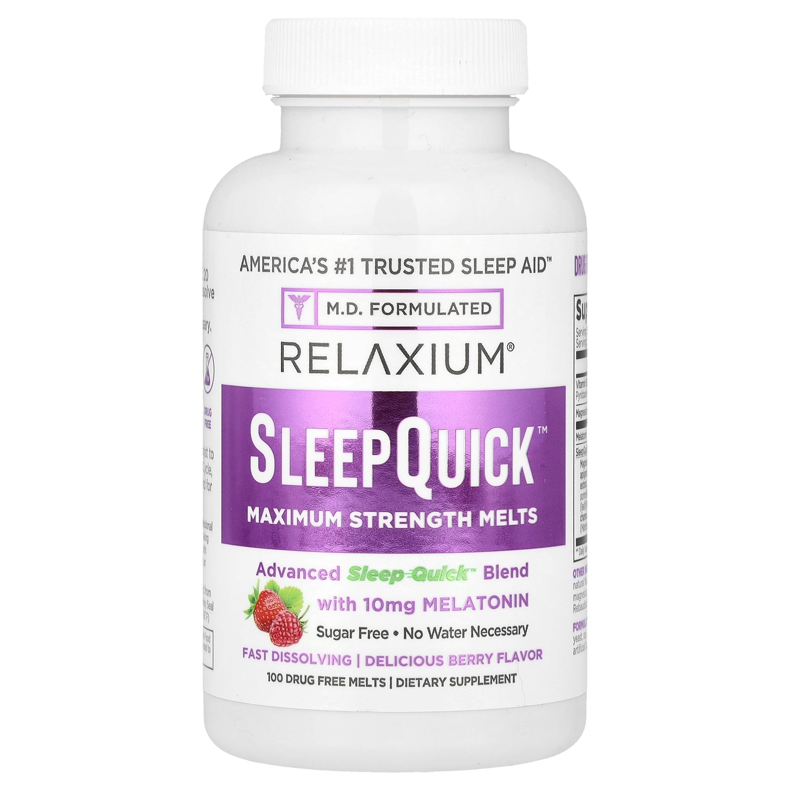 Relaxium SleepQuick Melatonin 10 mg, sugar-free Berry, 100 melts