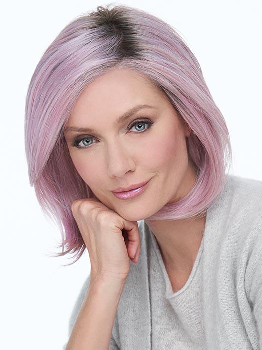 Raquel Welch Dare To Be Wig in Pink - softly layered lace front bob, model view