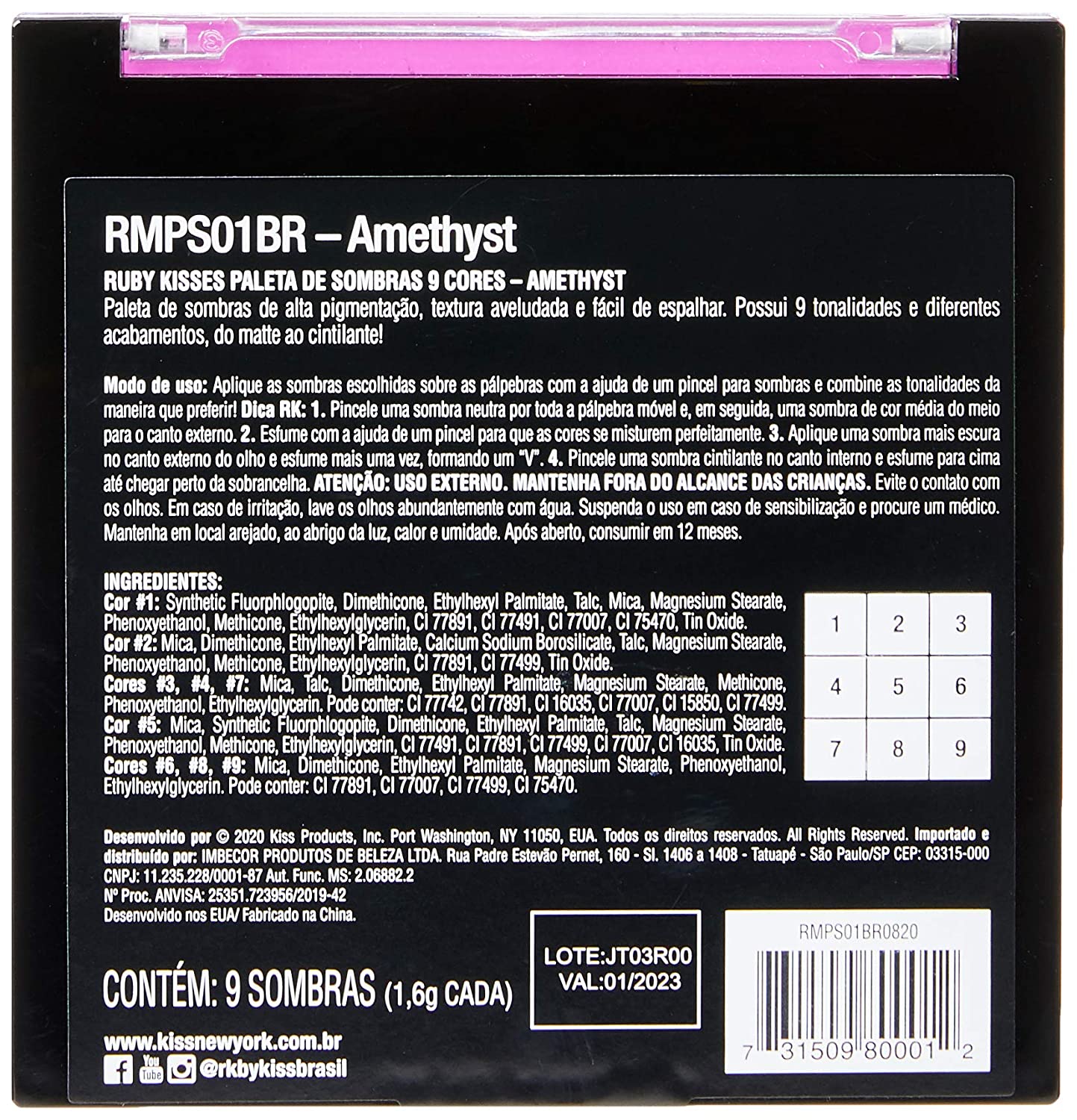 Ruby Kisses Eye Shadow Palette 9 Shadows Eye Makeup for Spring (1 PACK, Amethyst) - VIP Extensions