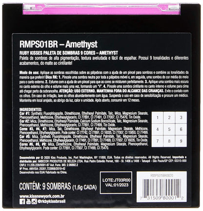 Ruby Kisses Eye Shadow Palette 9 Shadows Eye Makeup for Spring (1 PACK, Amethyst) - VIP Extensions