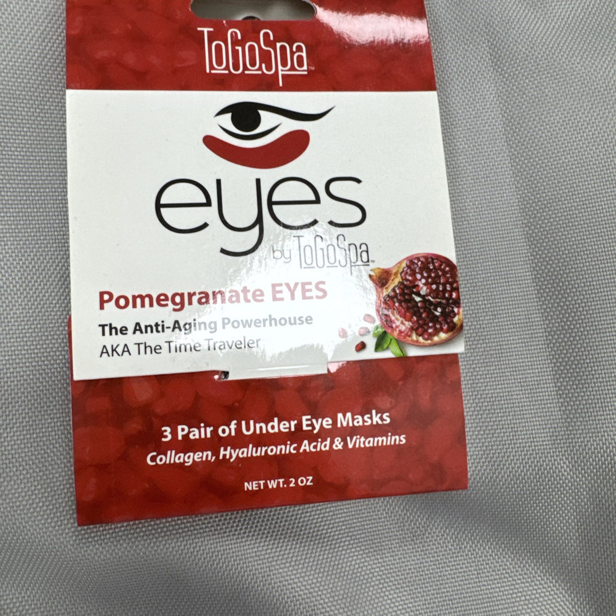 ToGoSpa Pomegranate Eyes Anti-Aging Collagen Under Eye Gel Pads, 3 Pack
