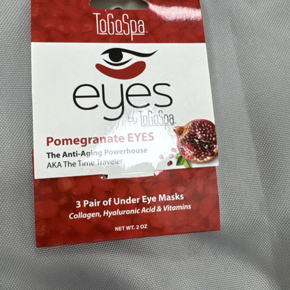 ToGoSpa Pomegranate Eyes Anti-Aging Collagen Under Eye Gel Pads, 3 Pack