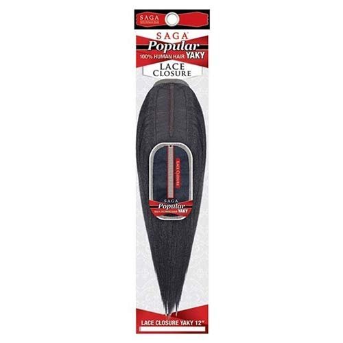 SAGA Popular Yaky 100% Human Hair Lace Closure Yaky 12" (OT99J) - VIP Extensions