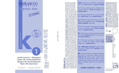 SALERM - Keratin Shot - Sulfate - Free Shampoo 18 oz - VIP Extensions