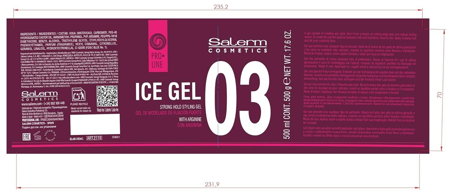 Salerm Pro Line Ice Gel Strong Hold Styling Gel With Arginine 7.0 0z - VIP Extensions