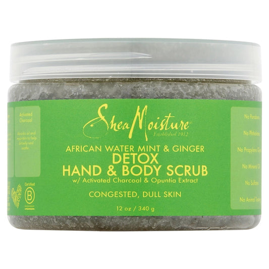 Sheamoisture African Water Mint Ginger Hand+Body Scrub Detox 12 oz - VIP Extensions