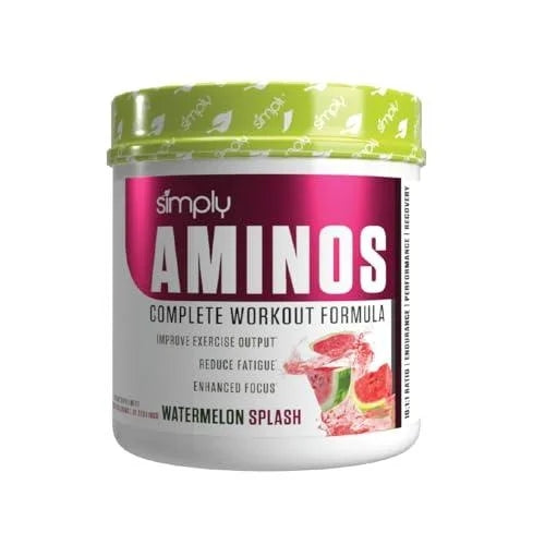 Simply Aminos Complete Workout Formula, Watermelon Splash, 80 Servings - EAA & BCAA Amino Powder