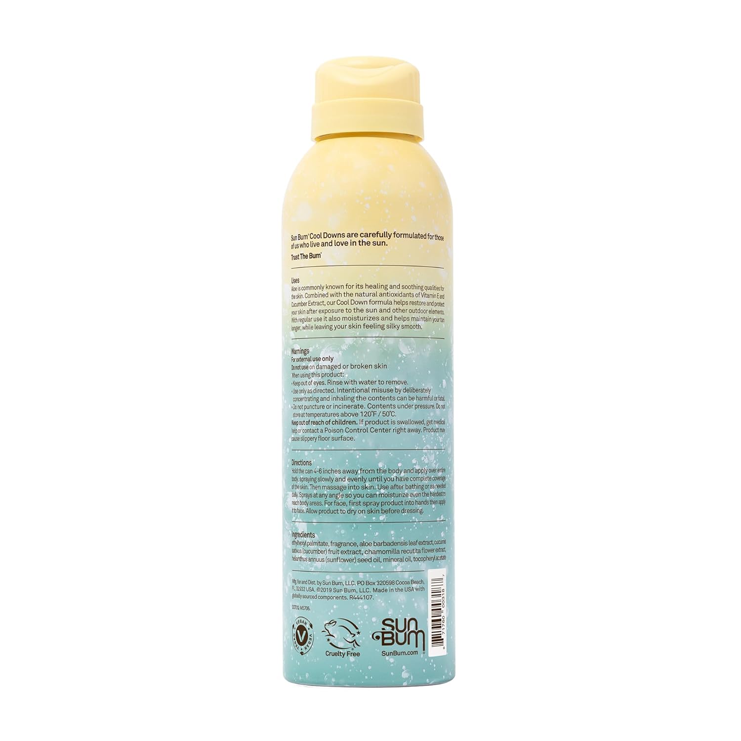 Sun Bum Cool Down Aloe Vera Spray - Vegan After Sun Care with Cocoa Butter to Soothe and Hydrate Sunburn - 6 oz - VIP Extensions