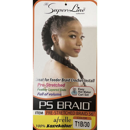 Superline Synthetic Afrelle 100% Kanekalon Pre - Stretched Jumbo Braid 56" T1B/30 - VIP Extensions