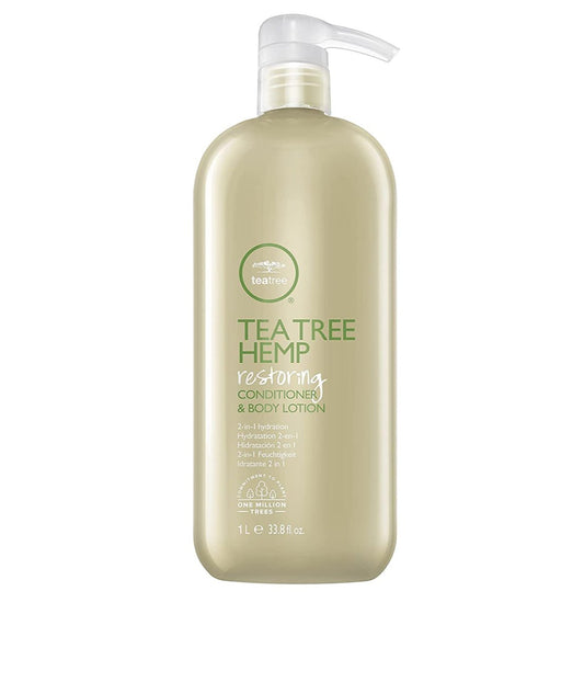 Tea Tree Hemp Restoring Conditioner & Body Lotion, 2-in-1 Hydration, For All Hair Types 33.8 Oz - VIP Extensions