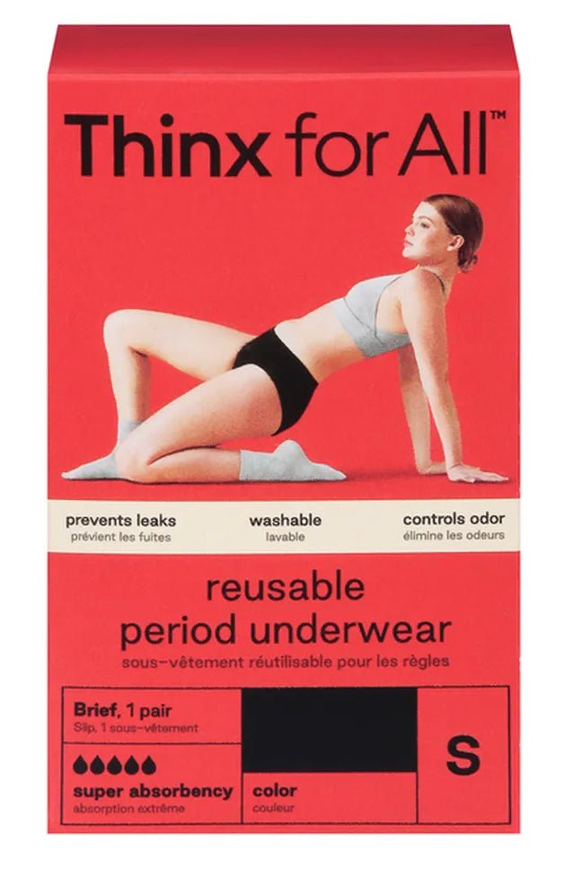 Thinx for All Women s Super Absorbency Cotton Brief Period Underwear Small Black - VIP Extensions