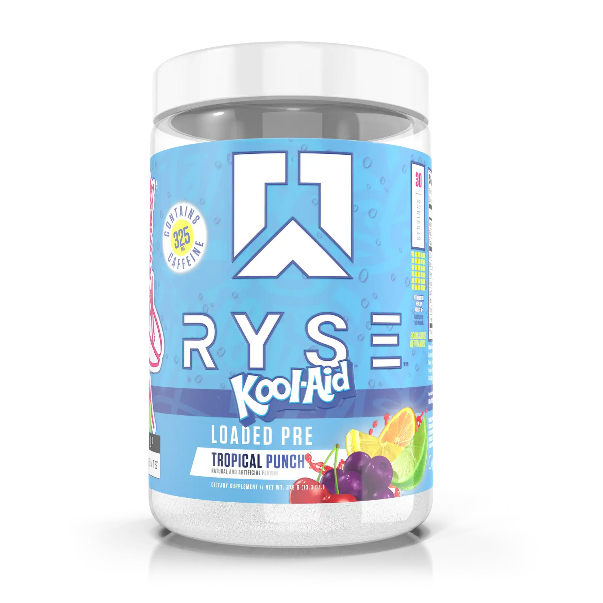 RYSE Loaded Pre-Workout, Kool-Aid Tropical Punch flavor, 30 serving tub