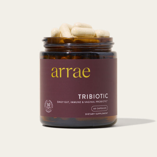 Arrae Tribiotic gut, skin and vaginal support probiotic, 60 capsule jar