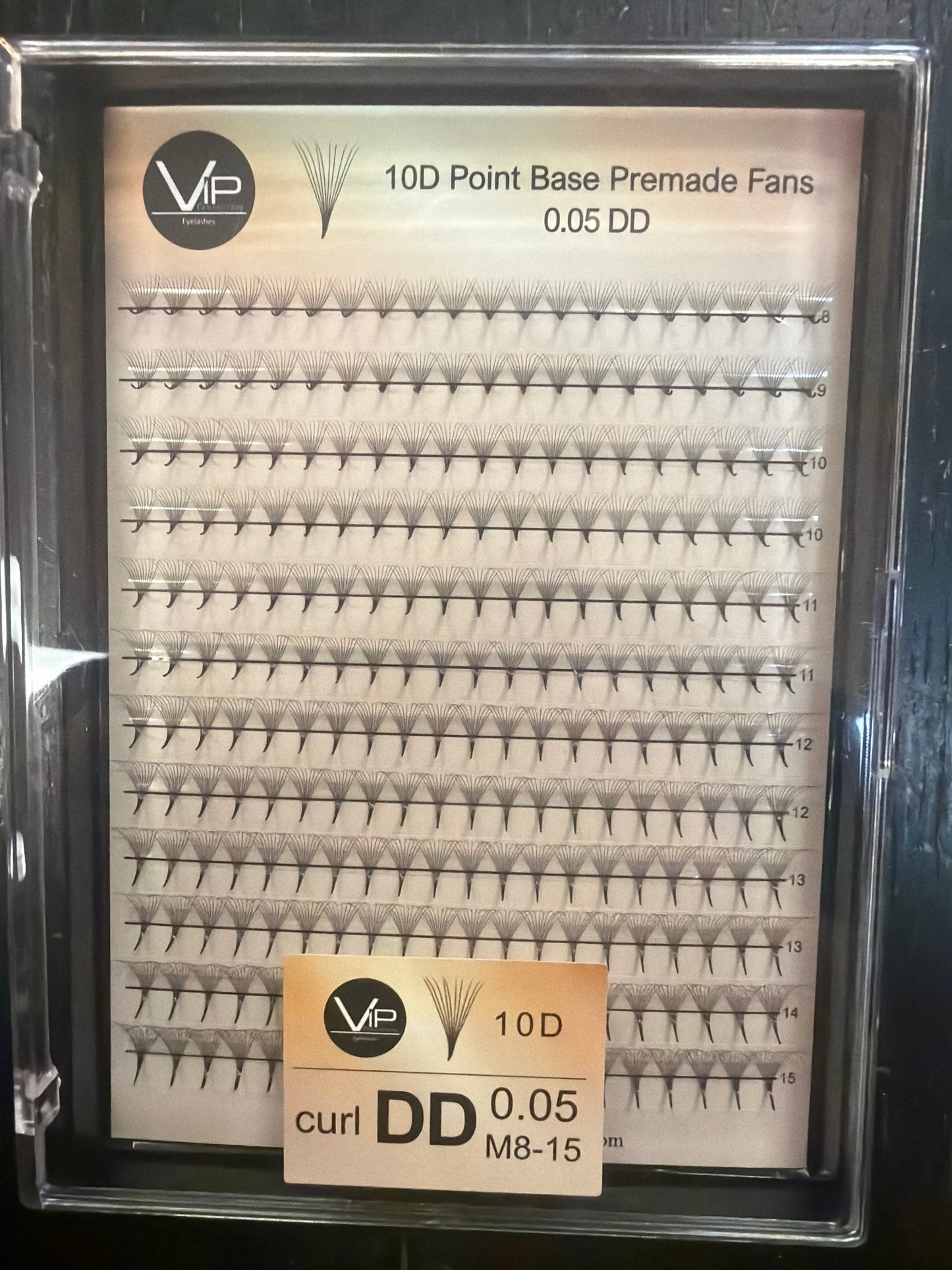 VIP 10D point base premade fans 0.05 12 lines - C Mix, D Mix, CC Mic, DD Mix Large Trays - VIP Extensions