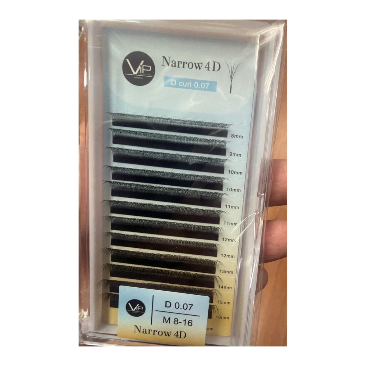 VIP Lashes Narrow 4D D curl 0.07 tray