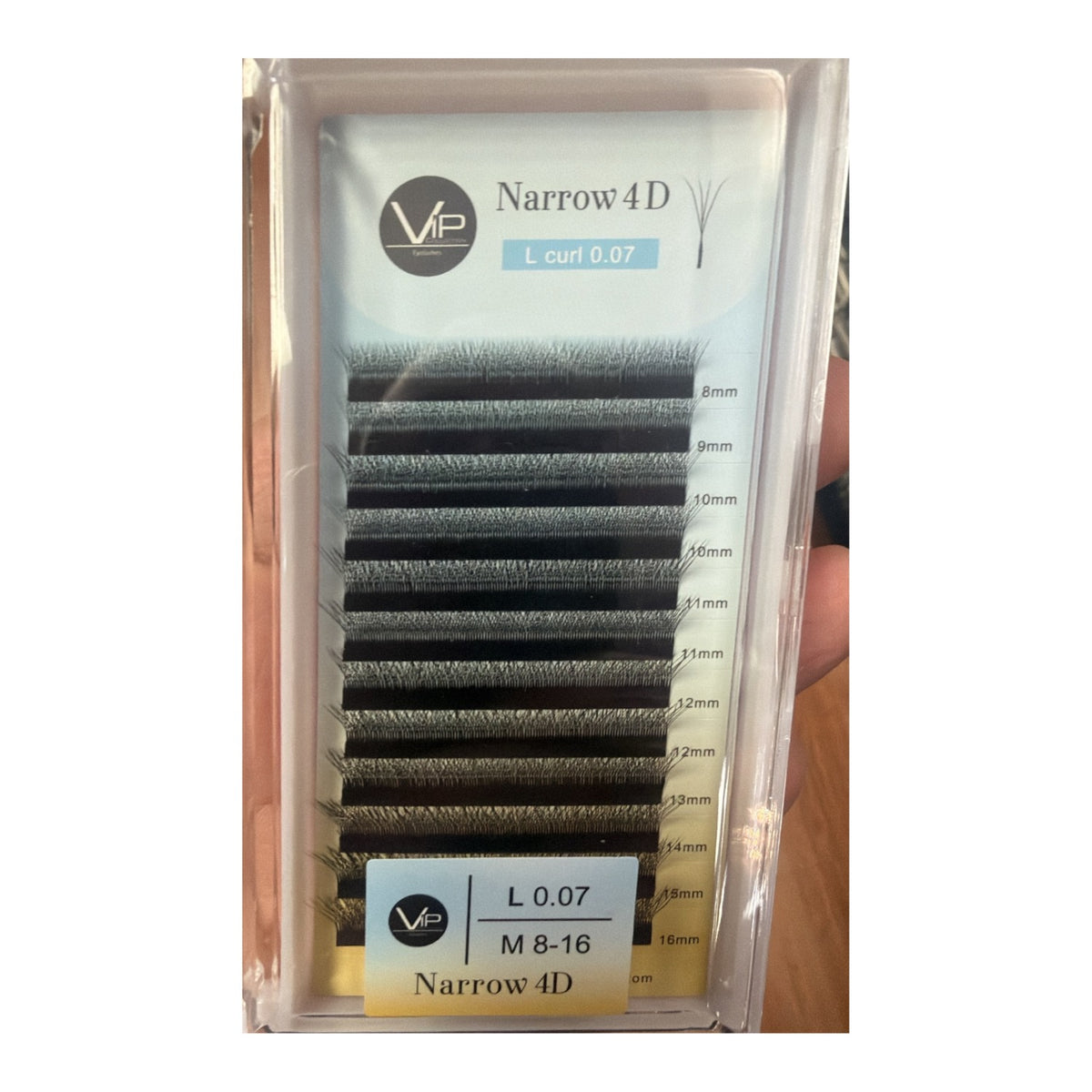 VIP Lashes Narrow 4D L curl 0.07 tray