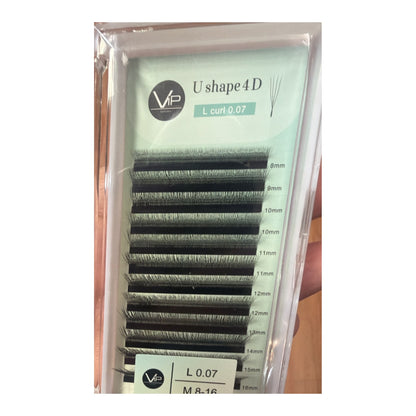 VIP Lashes U Shape 4D L curl 0.07 tray