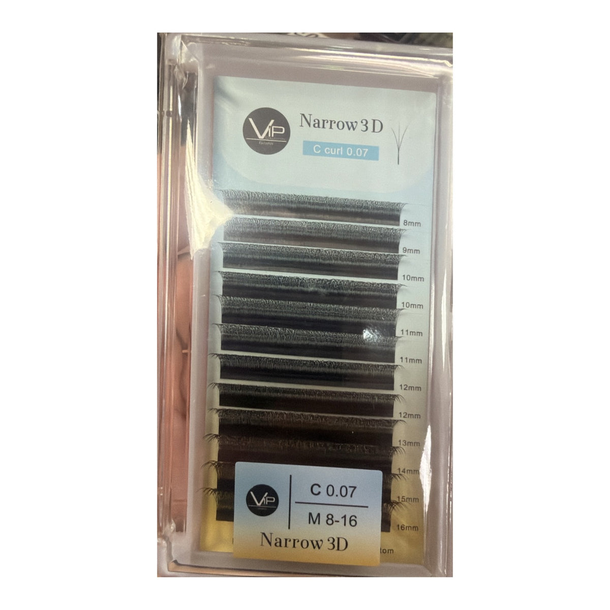 VIP Lashes Narrow Clover 3D lash extension tray, C curl 0.07, mixed 8-16mm