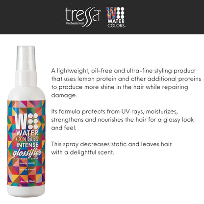 Watercolors Intense Hair Glossifier, Anti Frizz & UV Protector Finishing Spray 4 oz - VIP Extensions