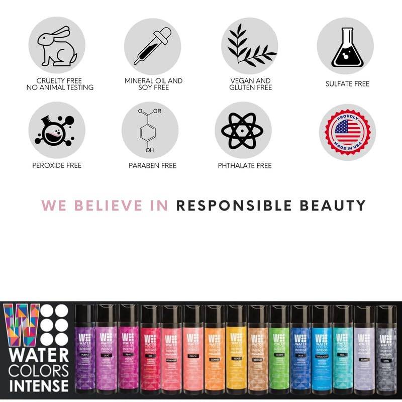 Watercolors INTENSE METALLIC Semi Permanet Color Depositing Shampoo Silver 8.5 fl 0z - VIP Extensions