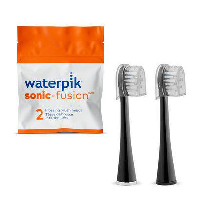 Waterpik Sonic-Fusion compact replacement flossing brush heads, black, 2 count (SFRB-2EB)