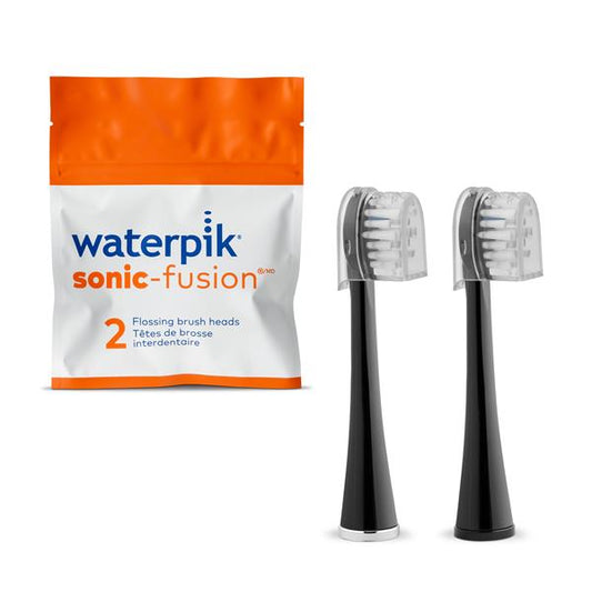 Waterpik Sonic-Fusion compact replacement flossing brush heads, black, 2 count (SFRB-2EB)