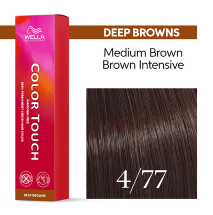 Wella Color Touch 4/77 Medium Brown Intense Brown 2 oz - VIP Extensions