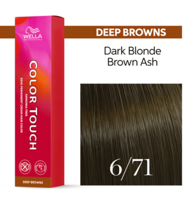 Wella Color Touch Demi-Permanent Hair Color, 2 oz - 6/71 Dark Blonde Brown Ash