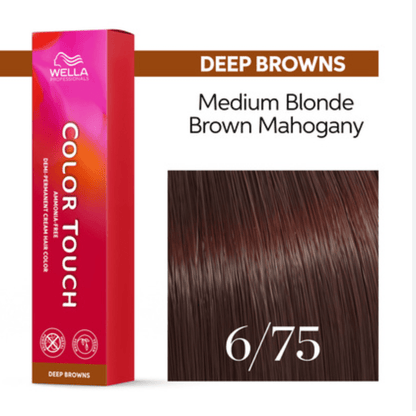 Wella Color Touch Demi-Permanent Hair Color, 2 oz - 6/75 Dark Blonde Brown Red Violet