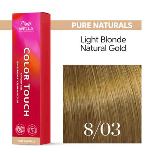 Wella Color Touch 8/03 Light Blonde Natural Gold 2 oz - VIP Extensions
