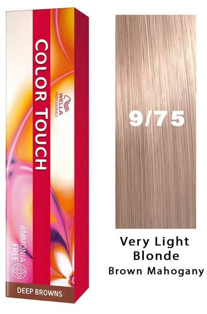Wella Color Touch Demi-Permanent Hair Color, 2 oz - 9/75 Very Light Blonde Brown Mahogany