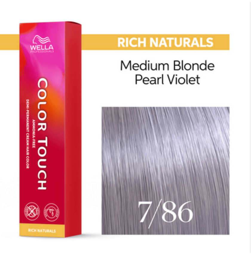 Wella Color Touch Demi-Permanent Hair Color, 2 oz - 7/86 Medium Blonde Pearl Violet