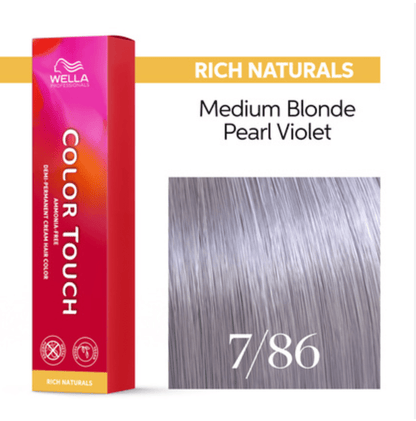 Wella Color Touch Demi-Permanent Hair Color, 2 oz - 7/86 Medium Blonde Pearl Violet