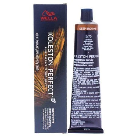 Wella Koleston Perfect Permanent Creme Hair Color, 2 oz - 5/75 Light Brown Brown Red Violet