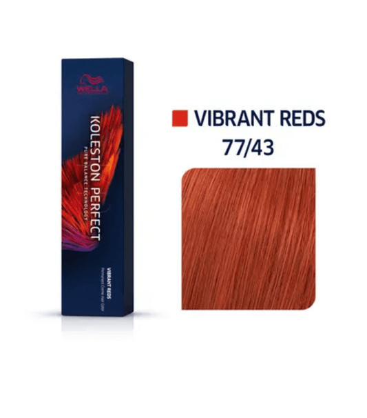 Wella Koleston Perfect Me+ Permanent Creme Hair Color - Vibrant REDS 2 oz 7/43 - VIP Extensions