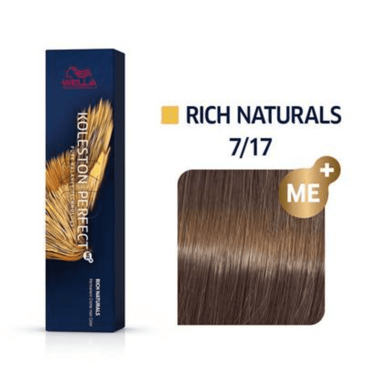 Wella Koleston Perfect Permanent Creme Haircolor 1: 7/17 Medium Blonde/Ash Brown - VIP Extensions