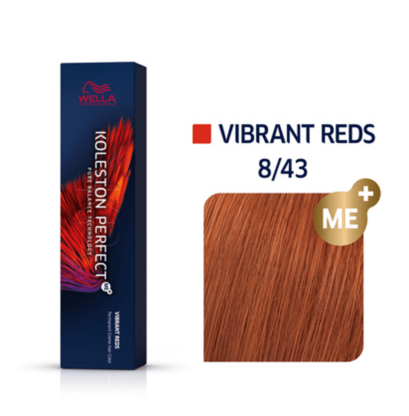 Wella Koleston Perfect Permanent Creme Haircolor 1+1 8/43 Celtic Copper - VIP Extensions